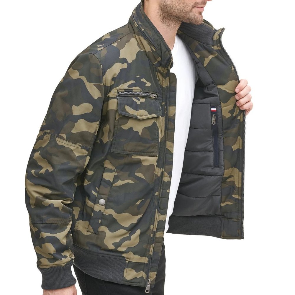 Tommy Hilfiger Men's Four-Pocket Filled Performance Bomber Jacket.